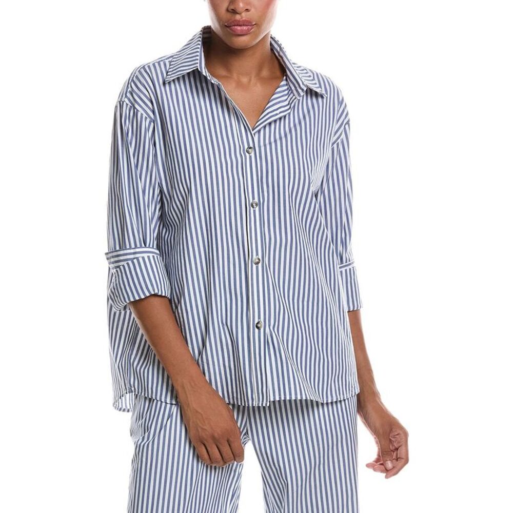 Perfectwhitetee Womens  James Poplin Button-Up Shirt, Blue